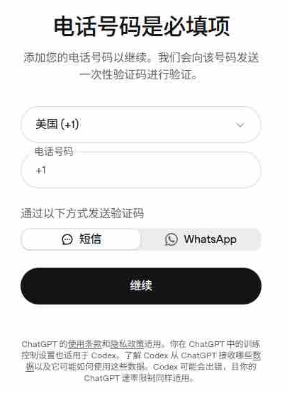 Codex 电话号码验证页面示例